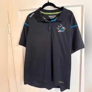Reebok Men's Black and Teal San Jose Sharks Polo